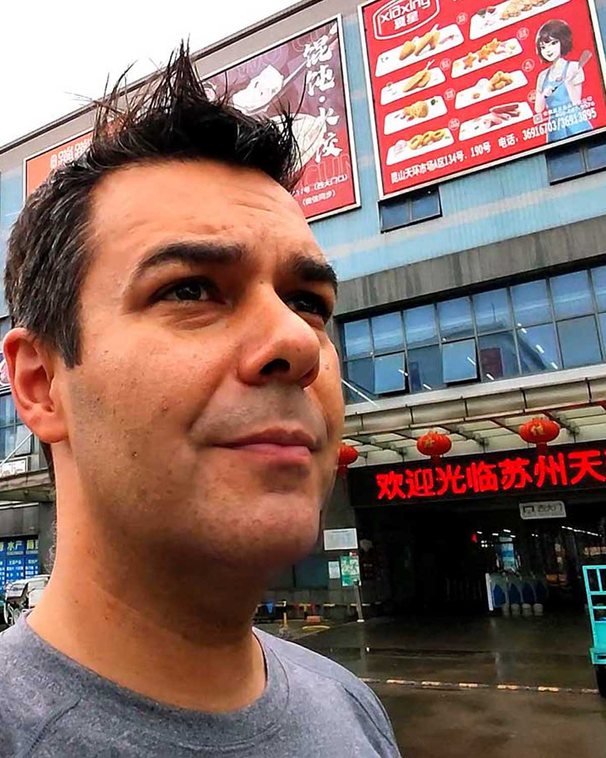 Jared Turner outside Suzhou Tianhuan Market